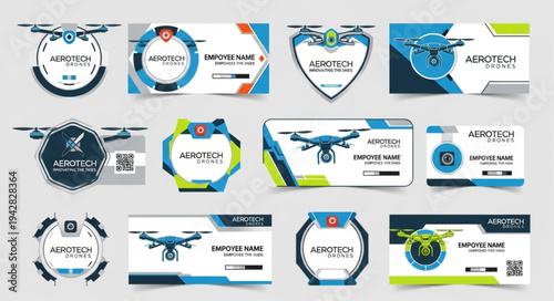 Modern Drone Technology Business Card Designs Collection.