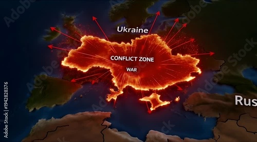 Conflict Zone Map Animation with Europe and Asia in Earth Tone Palette