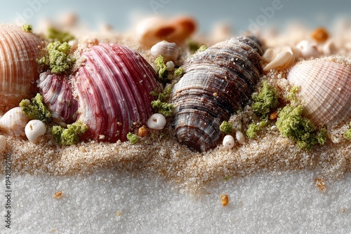 Wallpaper Mural Minimal coastal seashell and sand border composition. Generative AI Torontodigital.ca