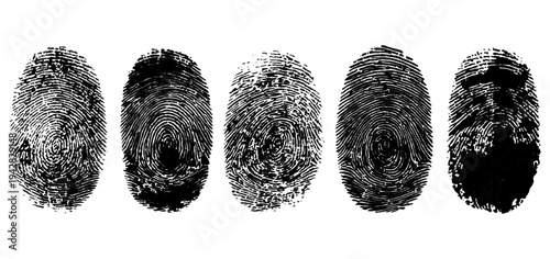 Abstract forensic grunge set fingerprint background texture. vector black grunge fingerprint distressed dirty background design element.