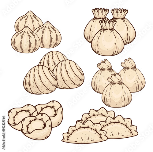 Illustration of dumplings asian food with spicy and salty taste steamed food meatfilled food