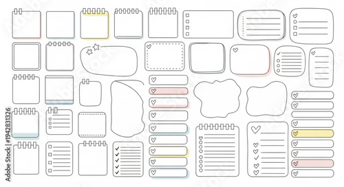 Collection of Blank Journaling and Note Taking Templates.
