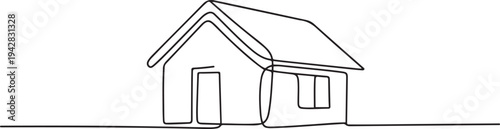 continuous line drawing of house,  residential building concept, logo, symbol, construction, vector illustration simple. one line Icon drawing