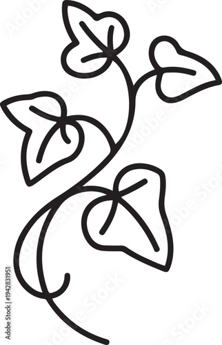 ivy plant line minimalistic concept. one line Icon drawing