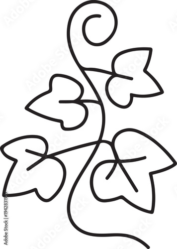 ivy plant line minimalistic concept. one line Icon drawing