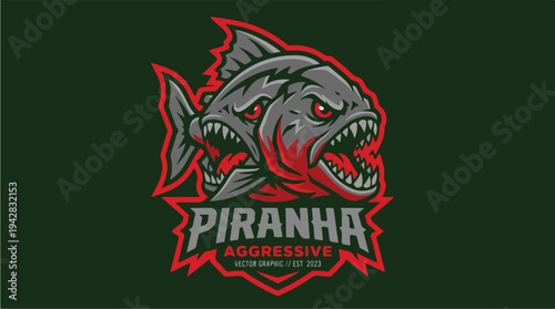 Aggressive Piranha Mascot Logo Design.