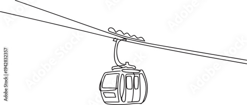 cable car transportation travel outside one line art design. one line Icon drawing