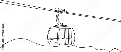 cable car transportation travel outside one line art design. one line Icon drawing