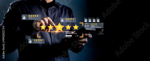 online client satisfaction evaluation involves smartphone application system. service quality management shows thumb rating recommendation feedback review reputation