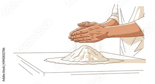 Hands Forming Sand Pyramid Shape.