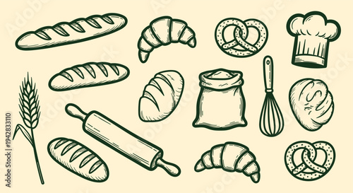 Baking ingredients and tools collection for bakery and pastry shop