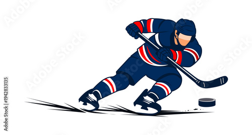 Fast Ice Hockey Skater Sports Illustration