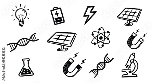 Science and Technology Icons Doodle Collection
