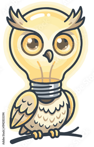 A clever hybrid character that mixes the symbolism of wisdom with the idea of inspiration. The glowing bulb combined with owl eyes creates a memorable