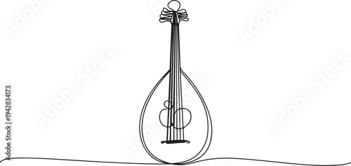 oud old traditional instrument drawing. one line Icon drawing