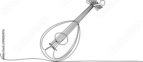 oud old traditional instrument drawing. one line Icon drawing