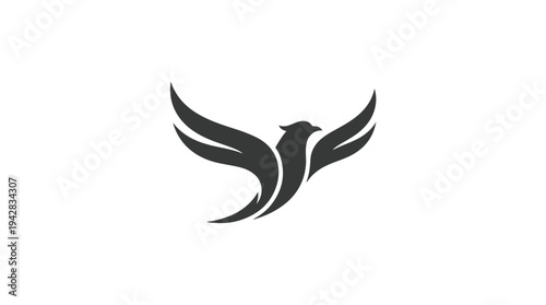 Elegant Dark Phoenix Bird Logo Design.