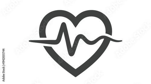 Heartbeat EKG Line Inside Heart Shape Icon.