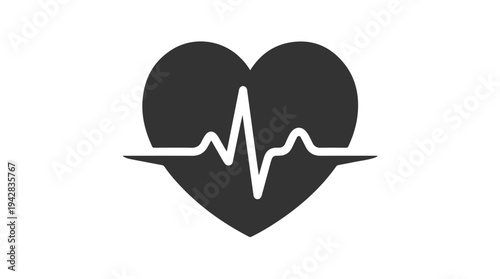 Heartbeat EKG Line Inside a Heart Shape Icon.