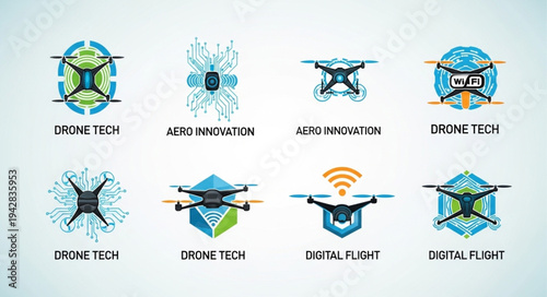 Collection of Drone Technology Icons and Logos.