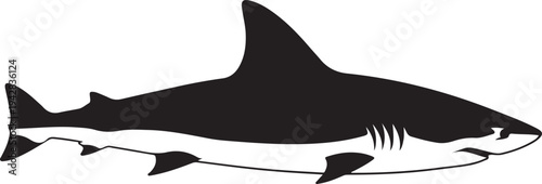 white background shark fin black silhouette vector.