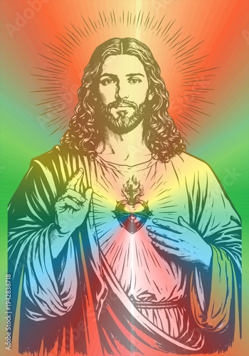 Jesus Christ Portrait Vector Illustration Christian Religious Design