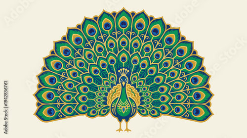 Magnificent Peacock Displaying Its Vibrant Plumage.