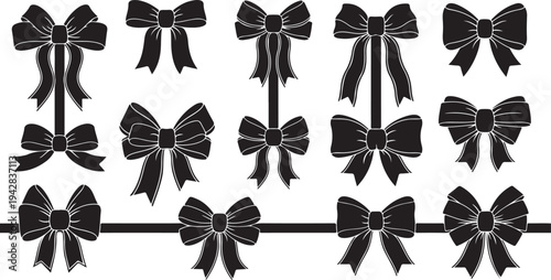 Black Bows on White Background for Gift Wrapping Ideas