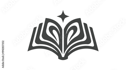 Open Book with Star Logo Design.