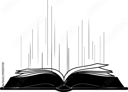 An open book emits sound waves in a quiet environment suddenly.