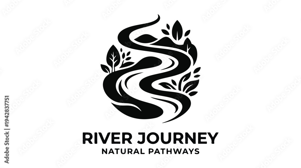 Naklejka premium River Journey Natural Pathways Logo Design.