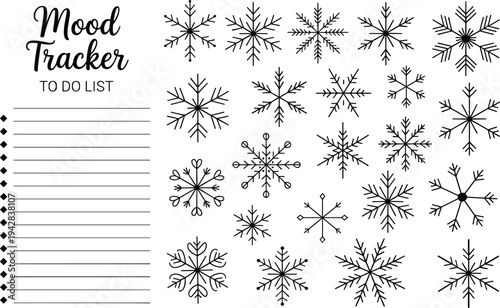 Winter snowflake mood tracker and to do list template