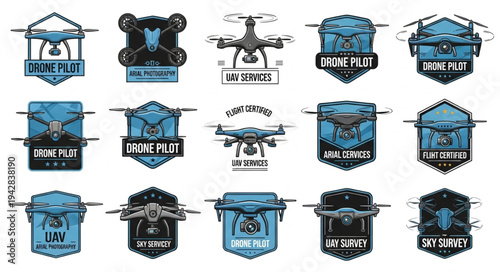 Drone Pilot Badges and Emblems Collection.
