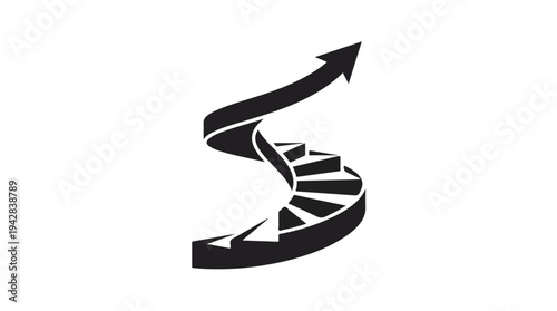 Spiral Staircase with Arrow Symbolizing Progress and Growth.
