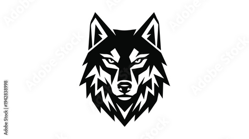Stylized Black Wolf Head Logo Design.