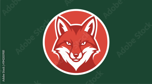 Stylized Fox Head Logo Design on Green Background.