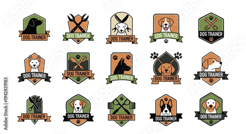 Collection of Dog Breed Emblems and Badges.