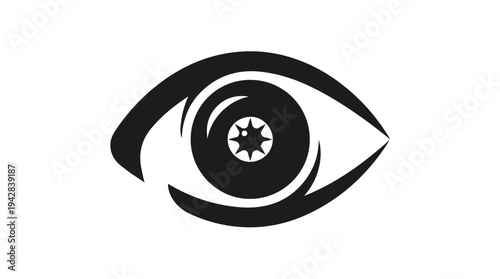 Stylized Eye with Starburst Pupil Logo.