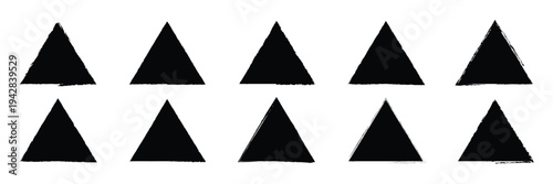 Black brush triangles. Ink paint brush stain. Design element. Grunge texture. Vector illustration. stock image. Vector Illustration .EPS 10 .