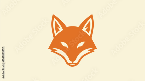 Stylized Orange Fox Head Icon on Cream Background.