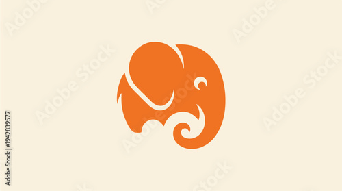 Stylized Orange Elephant Logo Design.