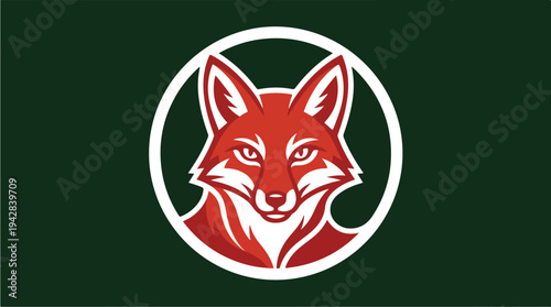 Stylized Red Fox Head Emblem in Circle.