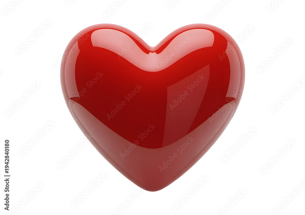 Fototapeta premium Glossy Red Heart Love Symbol Isolated on White Background Romantic Valentine Icon