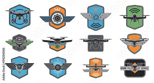 Collection of Drone Emblems and Badges.