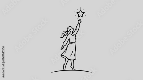 Woman Reaching for a Star Illustration.
