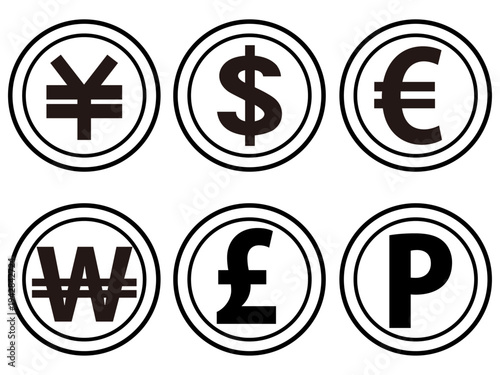 世界のコインのイラスト素材セット4