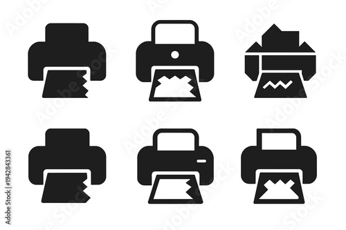 Printer Jam Solutions. Fixing printer paper jam. Icon set. Set Logo of Fixing printer paper jam: open printer tray. harmonious logo variations of the same