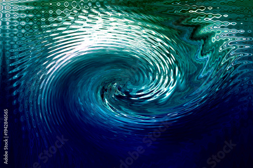Foto Wavy expanding fractal pattern in a blue gradient against a black background