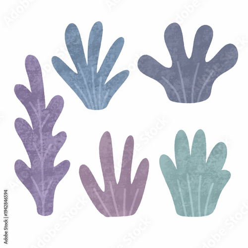 colorful illustration of grass, bush and leaf clip art for background, wallpaper, card design