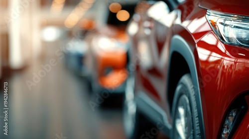 Wallpaper Mural Cars parked in a showroom with bright lights and wooden floor Torontodigital.ca